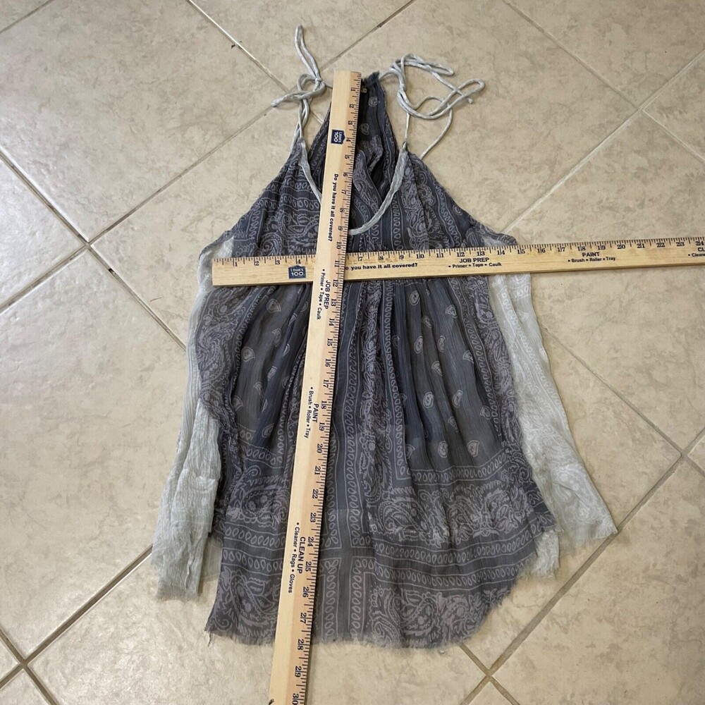 Chan Luu Top blouse womens Med. Halter tank Adj. straps v neck Gray paisley Cami - Picture 7 of 9